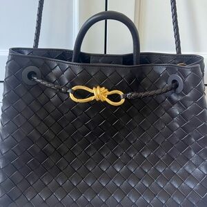 Chocolate leather Woven Tote Bag